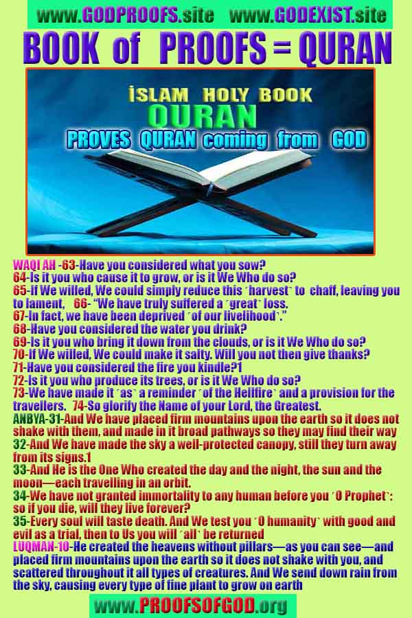 Proofs and Evidences of God, God exists proofs, God is real proofs and evidences, Proofs of God's existance